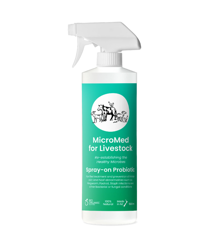MicroMed Livestock Acute Care bundle with four 500ml bottles, ideal for immediate livestock health treatment.