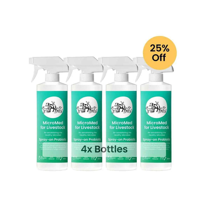 MicroMed Livestock Care for Acute Animal Health Management, 500ml bottle of immediate care solution for livestock health.
