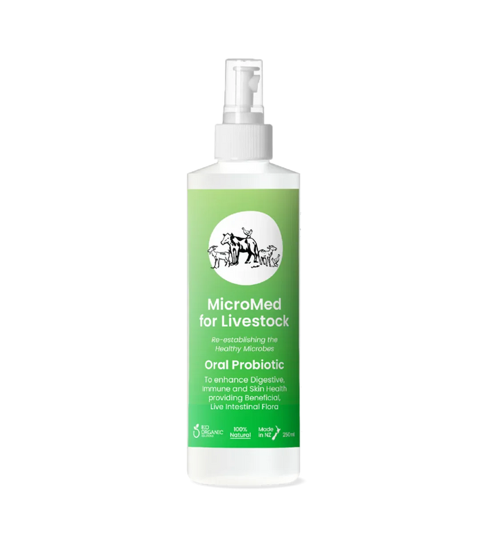 MicroMed Livestock Care Ongoing Care 250ml bottle for daily animal health and well-being, featuring the MicroMed brand.