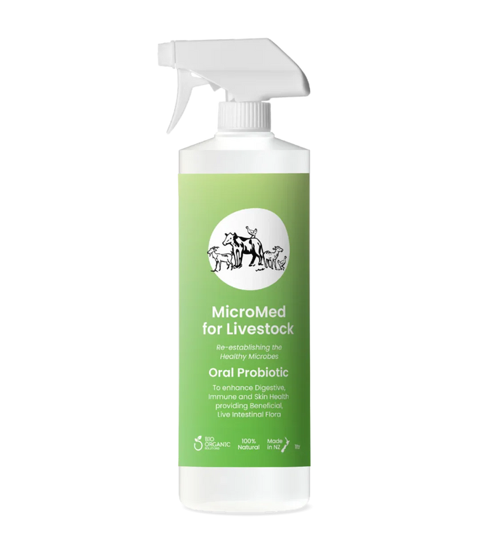 MicroMed Livestock Care bottle for ongoing health and well-being, 250ml container for daily animal care.