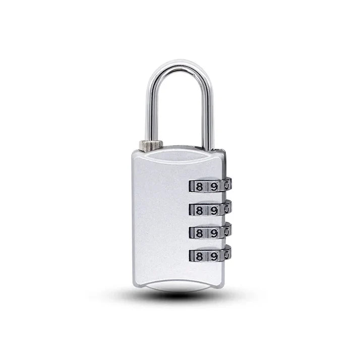 Habicare HBC Mini 4-Digit Combination Lock in three colors, showing the compact lock with numbered dials and colorful options.