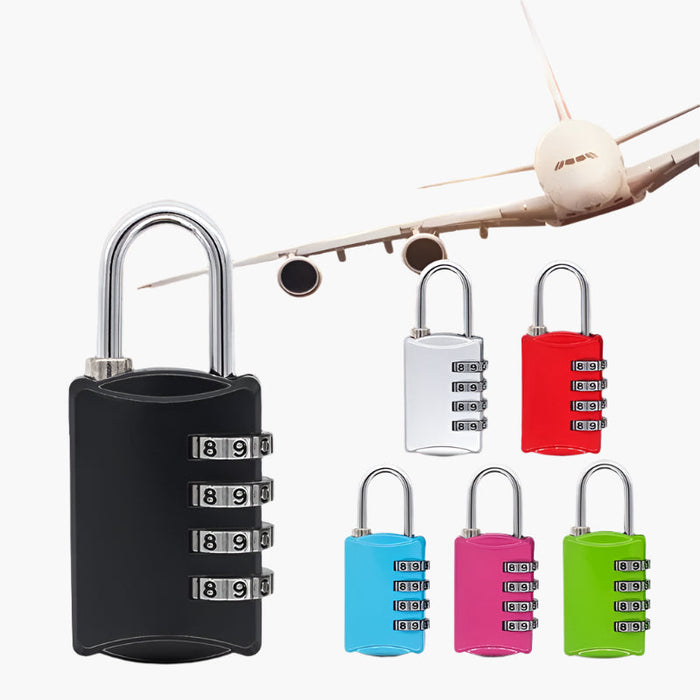Habicare HBC mini 4-digit combination lock in three colors, close-up view showing keypad and secure locking mechanism.