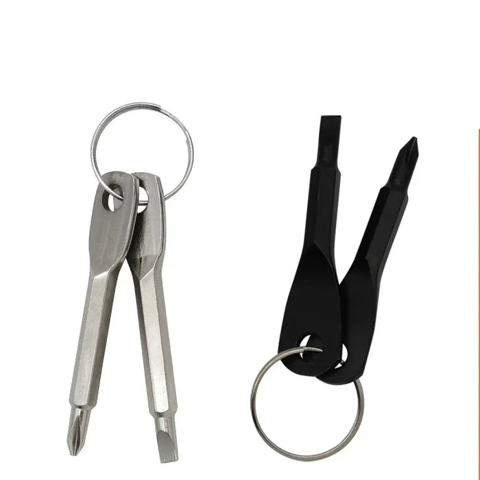 Habicare Mini Keychain Screwdriver Tool with Phillips and slotted heads in two colors, compact and portable for everyday repairs.