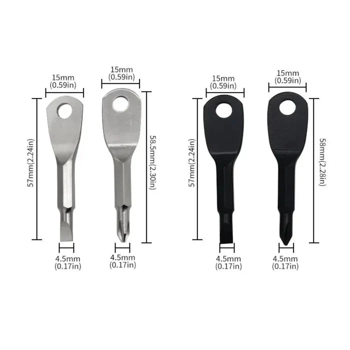 Habicare Mini Keychain Screwdriver Tool with Phillips and slotted tips, available in two colors, compact and portable design.