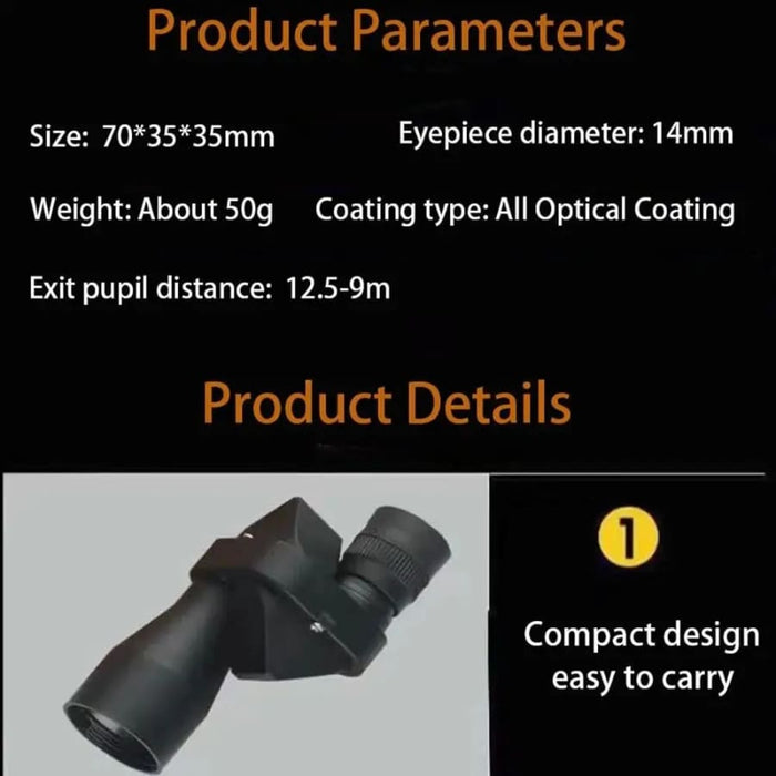 Compact 9eight5 Mini Monoculars for tools and models, featuring a sleek design with adjustable focus for detailed viewing.