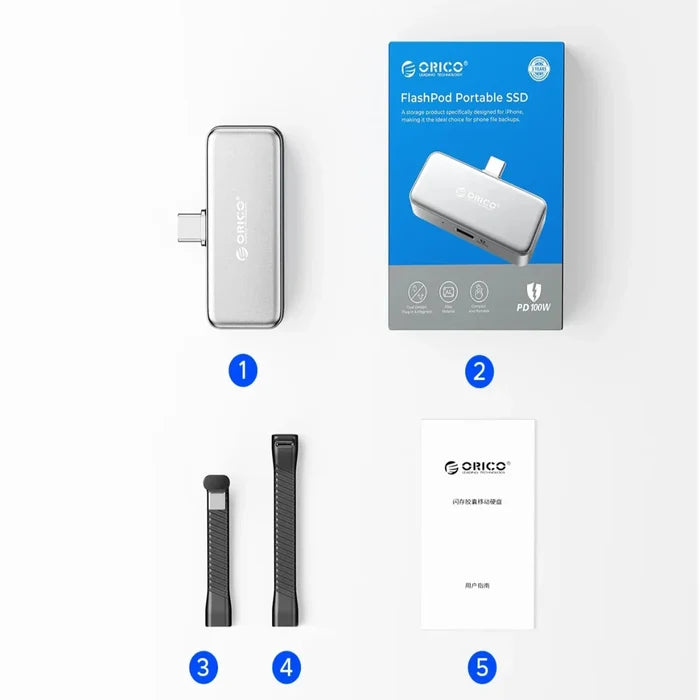 Habicare Mini Portable SSD TWS device in black, showing compact design and surface details for 64GB, 128GB, or 256GB storage options.