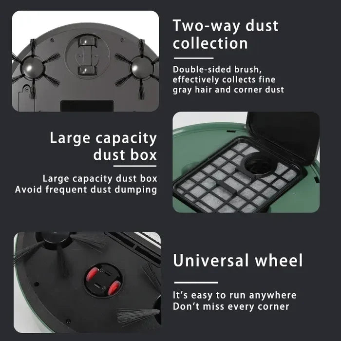 Habicare Mini Robo Vacuum, 3-in-1 smart sweeping robot with wireless design for home cleaning.