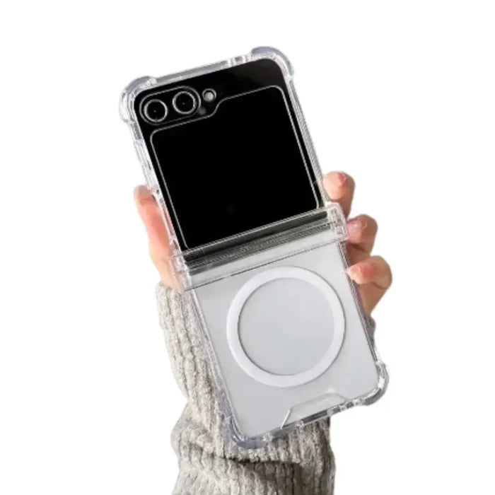 Magnetic mirror case for Samsung Z Flip series by Habicare, featuring a sleek design and built-in mirror for convenience.