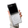 Magnetic mirror case for Samsung Z Flip series by Habicare, featuring a sleek design and built-in mirror for convenience.