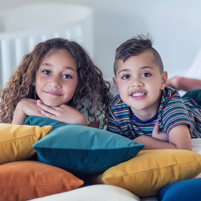 Square MiteGuard cushion covers made of durable fabric, featuring a sleek design perfect for protecting and enhancing cushions.