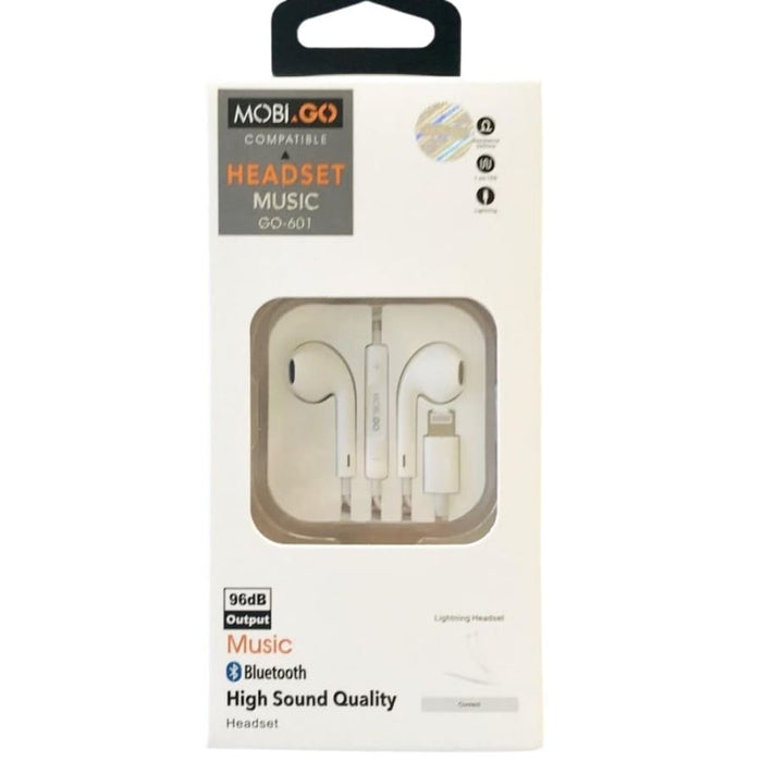 9eight5 Mobigo earphones with in-ear design and inline microphone, compatible with phones and tablets.