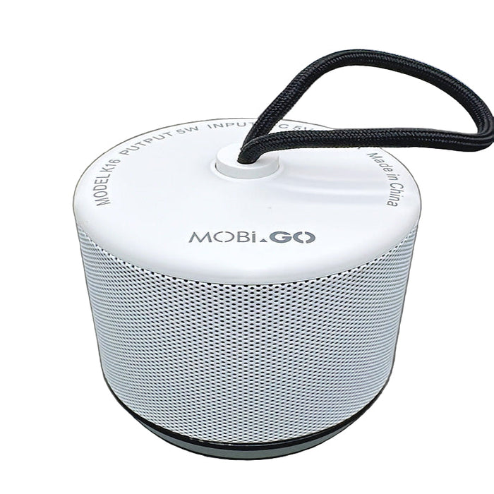 Mobigo K16 wireless speaker from 9eight5, shown in black with touch controls and compact portable design.