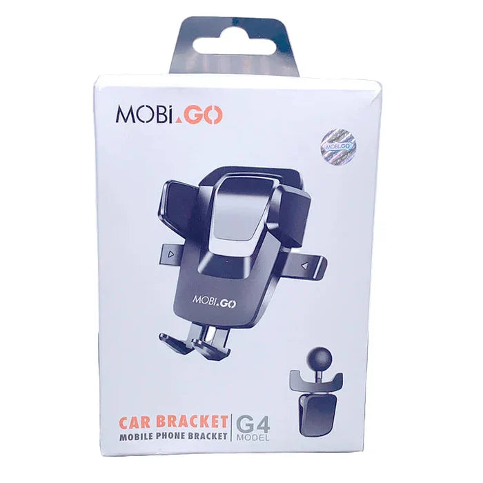 9eight5 Mobigo mobile phone car bracket holder mounted in a vehicle, adjustable mount for smartphones and tablets, G4 model.