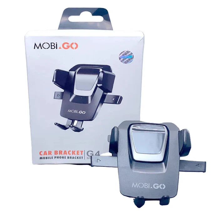 9eight5 Mobigo mobile phone car bracket holder attached to a vehicle dashboard, compatible with G4 smartphones.