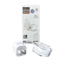 White Mobigo Type C and USB power adapter wall plug with Type C to Type C cable for fast charging, designed for NZ and AUS outlets.