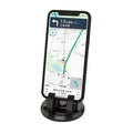 Black 9eight5 mobile phone and tablet holder with adjustable grip, designed for secure and convenient device placement.