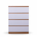 Set of four tall boys drawers in white and oak finish by sue-e furniture, featuring sleek design and spacious storage.