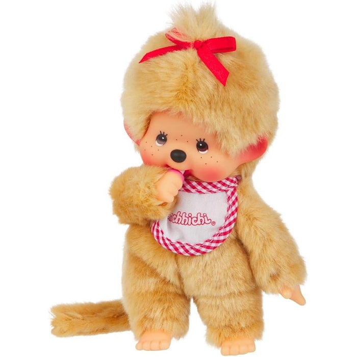 Monchhichi 8 Inch Beige Girl with Bib Plush Doll Toy