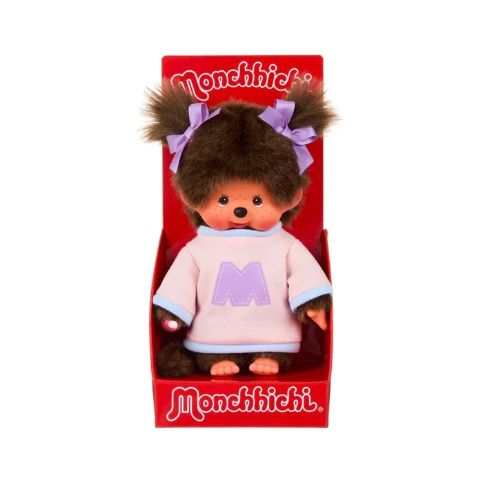 Monchhichi 8 Inch Bi-Colored Sweater Girl Plush Doll Toy