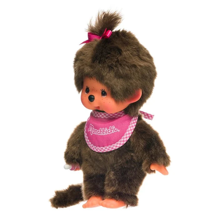 Monchhichi 8 Inch Classic Girl Plush Toy - Pink Bib