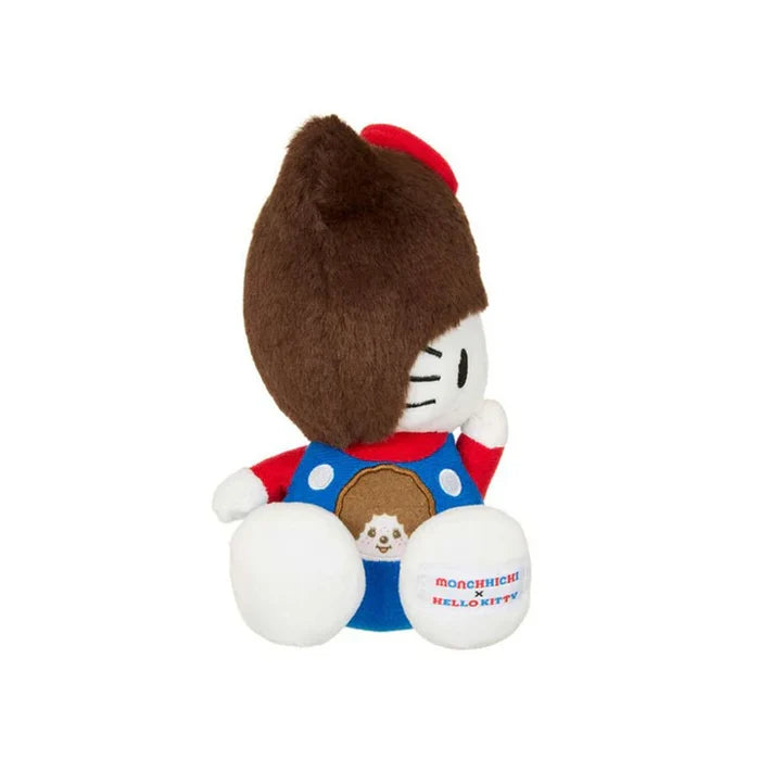 Monchhichi x Hello Kitty 7 Inch Hello Kitty in Overalls Plush Toy