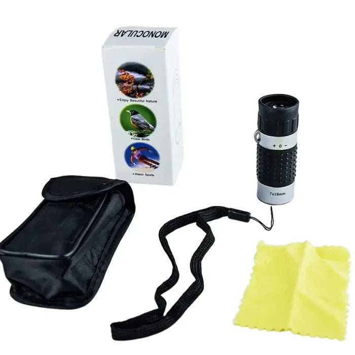 Habicare SS mini 7x18 monocular telescope with crosshairs and rangefinder for outdoor use