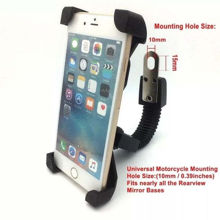 9eight5 motorcycle phone holder attachment for handlebars, secure mount for smartphones and tablets during rides.