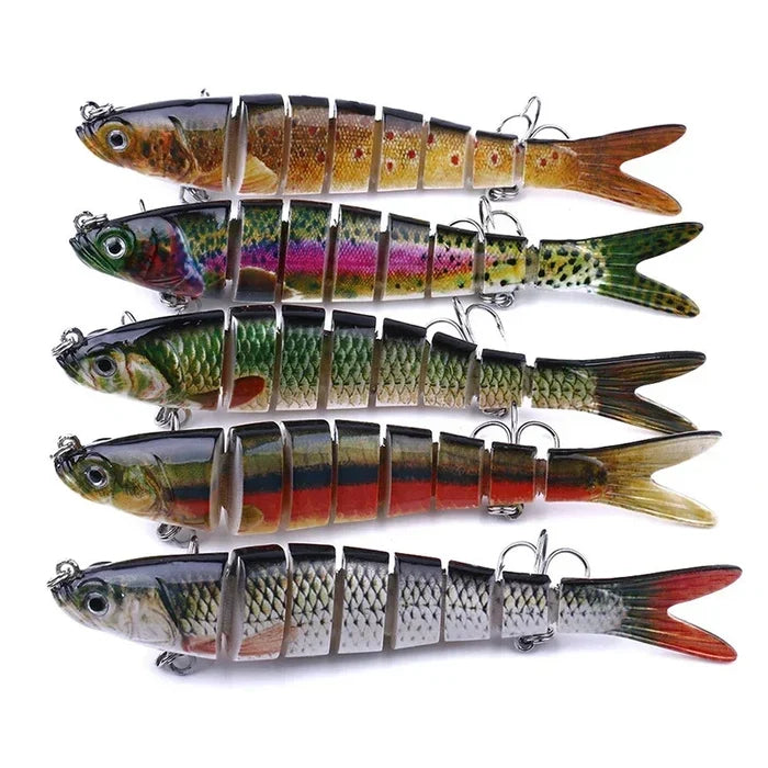 Multi-jointed Bionic Fishing Lure by Habicare, 10cm, 12.4g, in SS color, shown in a close-up image with realistic fish-like details.