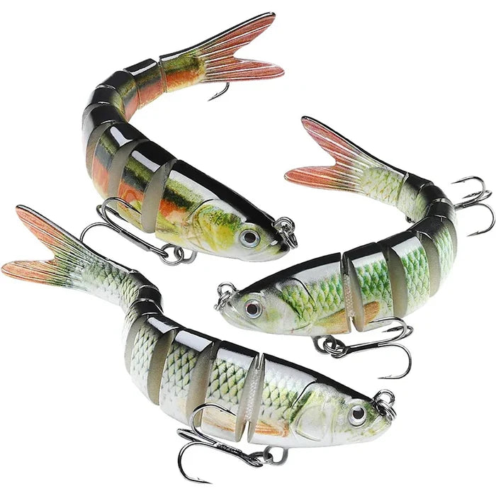 Multi-jointed SS Bionic Fishing Lure by Habicare, 10cm, 12.4g, shown in a set of 1, 3, or 5 pieces, designed for freshwater fishing.