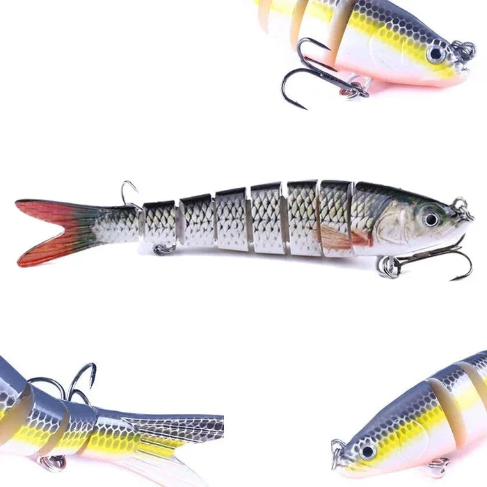 Multi-jointed bionic fishing lure by Habicare, 10cm, 12.4g, SS type, shown in a close-up image.