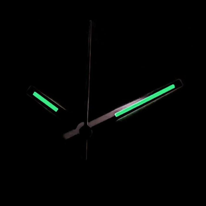 Gold NH35 replacement watch hand set with green accents, designed for watch repair and customization.