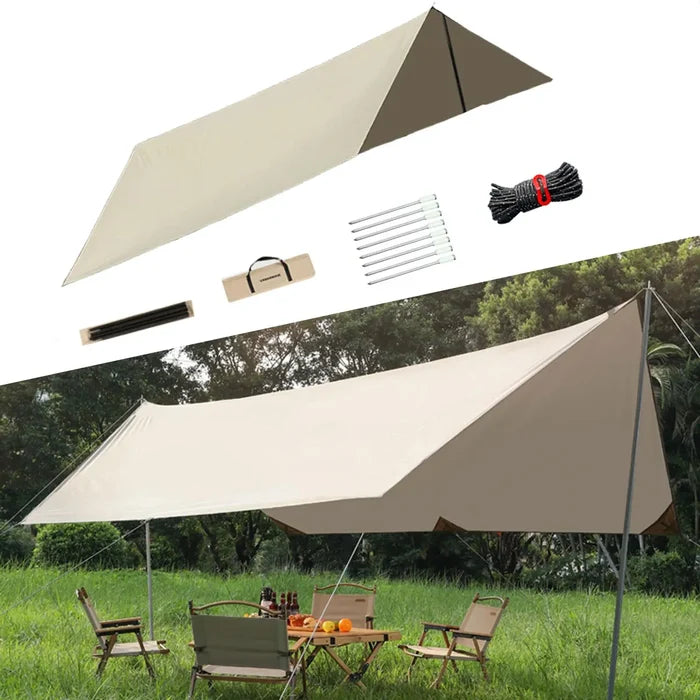 Habicare outdoor portable waterproof tarp 3m x 4m in three colors, lightweight and durable for outdoor protection.