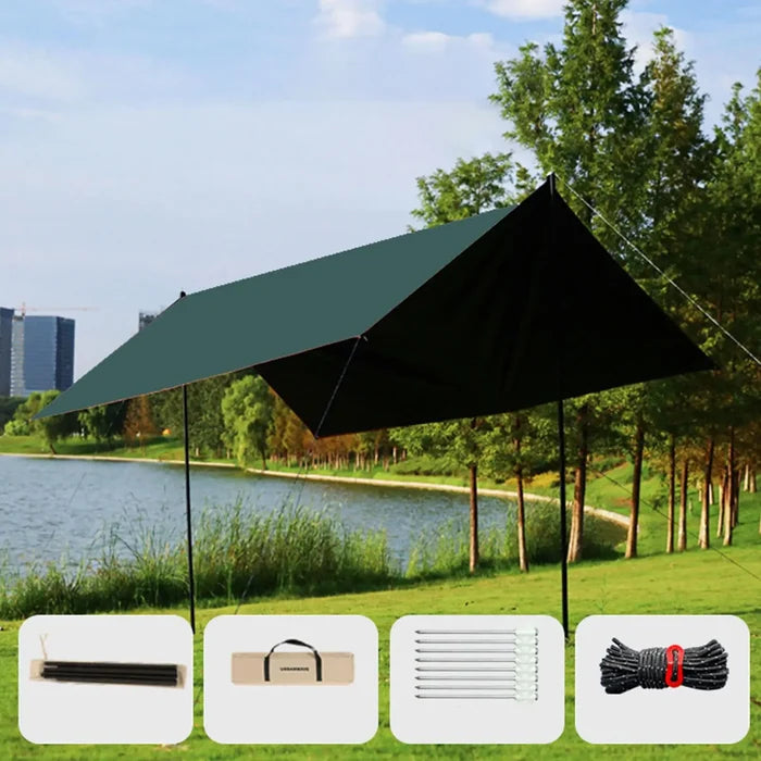 Habicare outdoor portable waterproof tarp in 3m x 4m size, available in three colors, with sturdy SS material for outdoor use.
