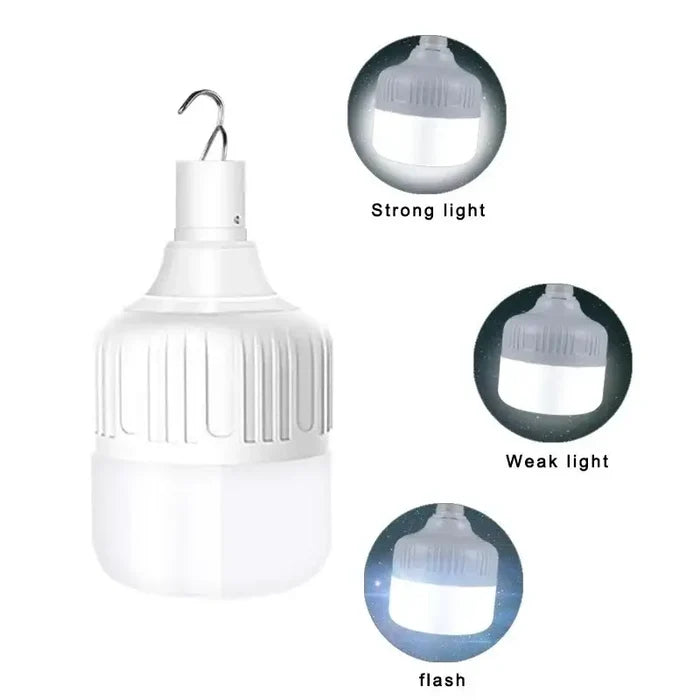 Outdoor Habicare USB rechargeable LED lamp with solar-powered design, providing bright illumination for outdoor spaces.