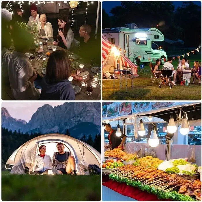 Habicare outdoor USB rechargeable LED lamp with stainless steel body, bright illumination, suitable for outdoor use.