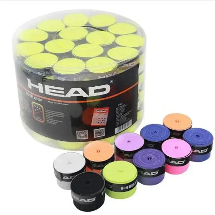 Set of five Habicare 9eight5 non-slip, sweat-absorbing grip tapes for padel and tennis rackets, shown on a racket handle.