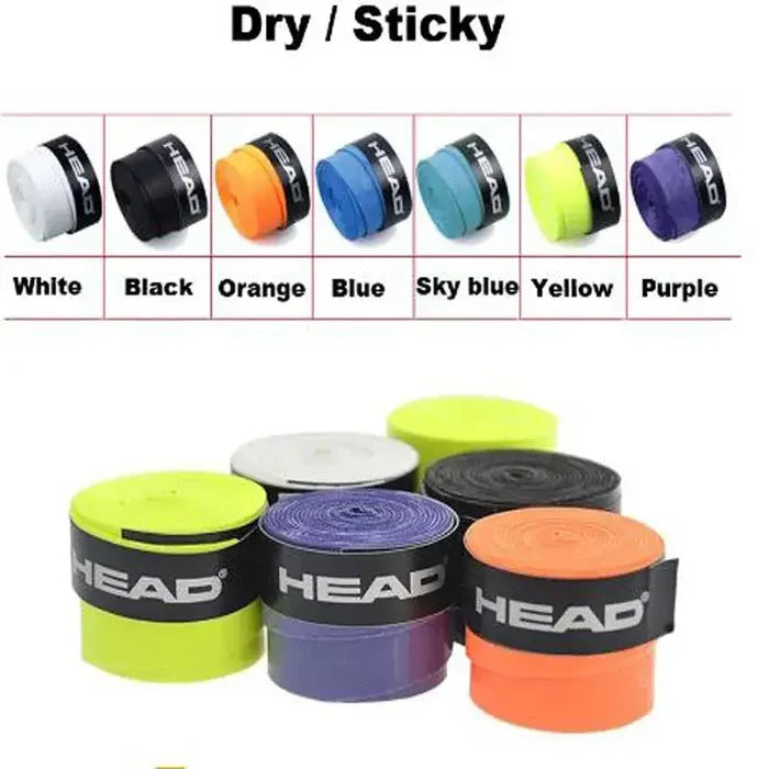 Set of five Habicare 9eight5 non-slip sweat-absorbing grip tapes for padel and tennis rackets, shown in individual packaging.