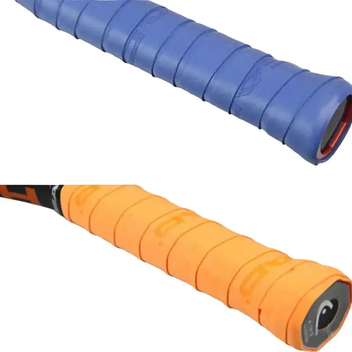 Set of five Habicare 9eight5 non-slip, sweat-absorbing grip tapes for padel and tennis rackets, shown in black on a white background.
