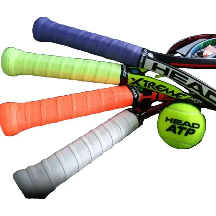 Set of five Habicare 9eight5 non-slip grip tapes for padel and tennis rackets with sweat-absorbing material.