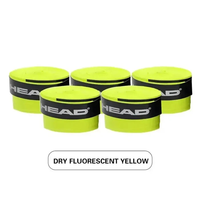 Set of five Habicare 9eight5 non-slip sweat-absorbing grip tapes for padel and tennis rackets, shown with textured surface and packaging.