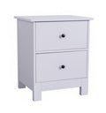 White Pamela bedside table by sue-e furniture with a sleek modern design and a single drawer.