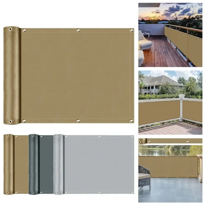 Habicare SS patio privacy screen in three colors, showing a decorative outdoor privacy barrier for patios and gardens.