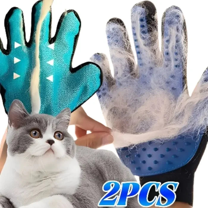 Habicare pet grooming gloves, 1/2pcs, two-sided hair removal gloves for pets, with textured surfaces for easy hair removal.
