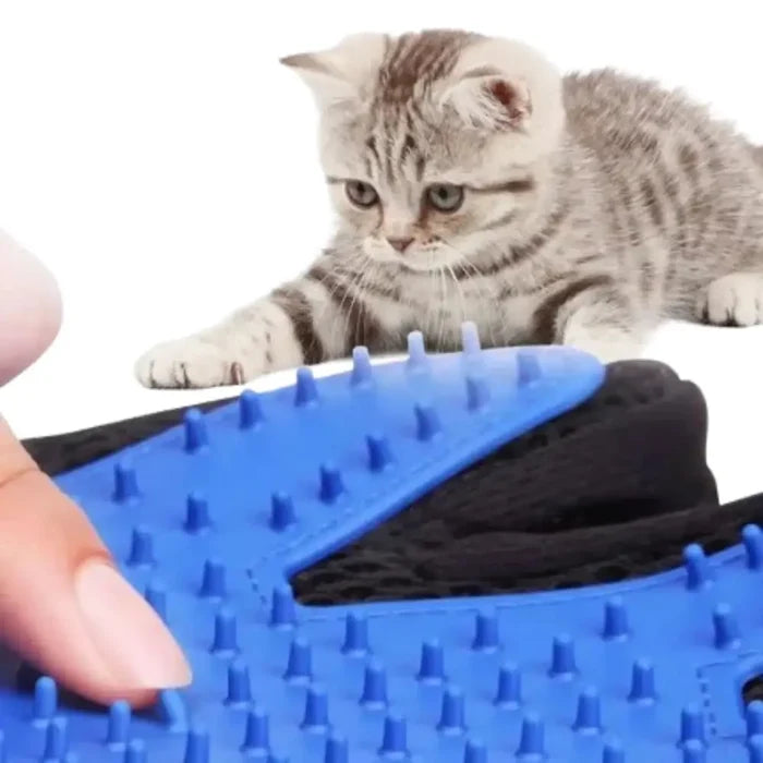 Habicare pet grooming gloves, set of 2, two-sided hair removal gloves for effective pet fur grooming and shedding control.