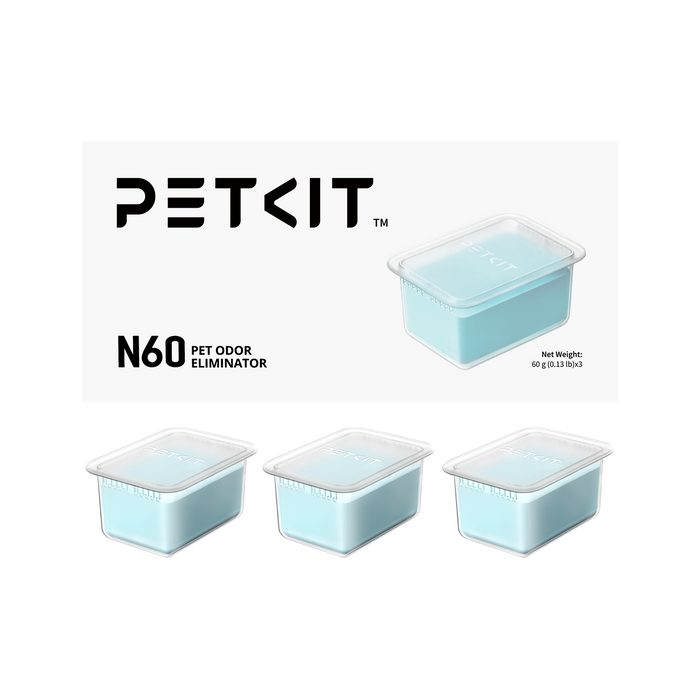 Three Petkit Pet Odor Eliminator N60 litter box accessories for effective odor control in pet areas.