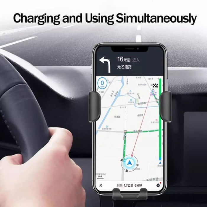 9eight5 phone holder and wireless charger for phones and tablets, with a sleek design and adjustable stand.