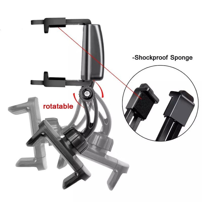 Adjustable 9eight5 phone holder with flexible arm for secure mounting on desks or surfaces, compatible with smartphones and tablets.
