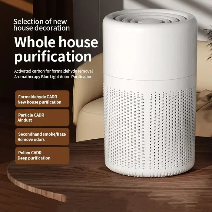 Blue HBC Habicare portable air purifier with anion deodorizer and essential oil diffuser for clean, fresh air.