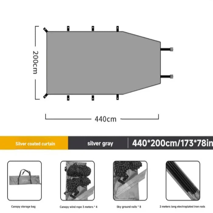 Gray - 4.4 x 2m