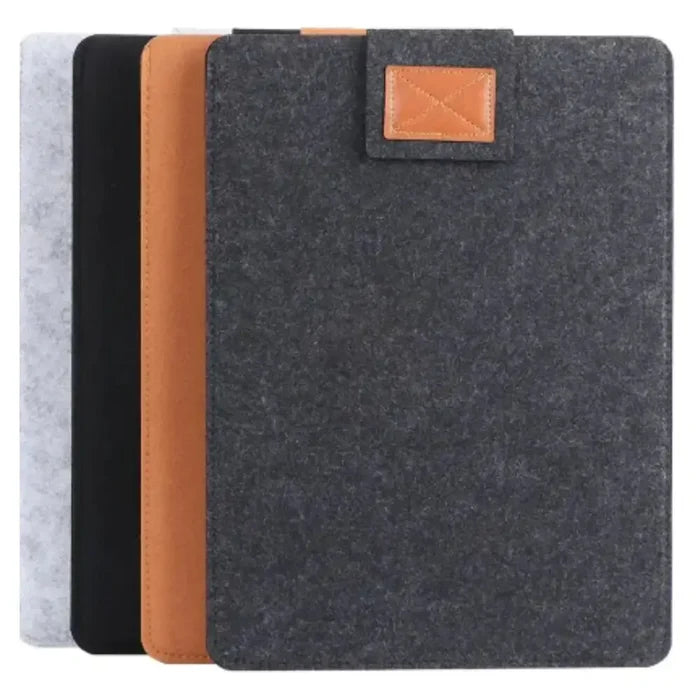 Portable felt laptop and tablet case by 9eight5 from Habicare, featuring a slim, lightweight design with a soft interior for protection.